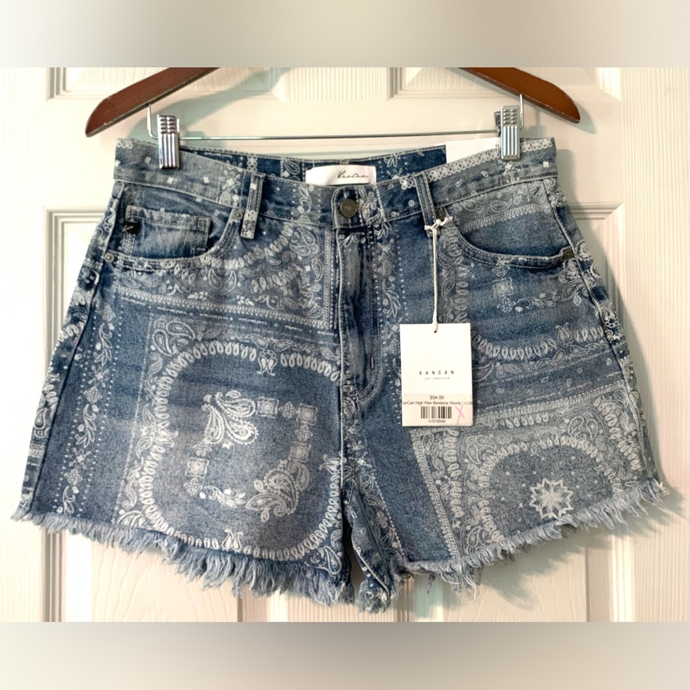 KanCan High Rise Bandana Jean Shorts Sz 11/29